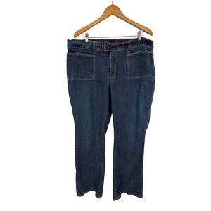 Mossimo Womens Y2K Jeans Stretch Denim Size 22W Blue Patch Pocket Bootcut Flare